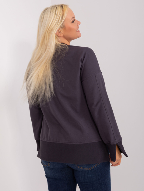 Hurt Grafitowa damska bluza plus size ze ściągaczami