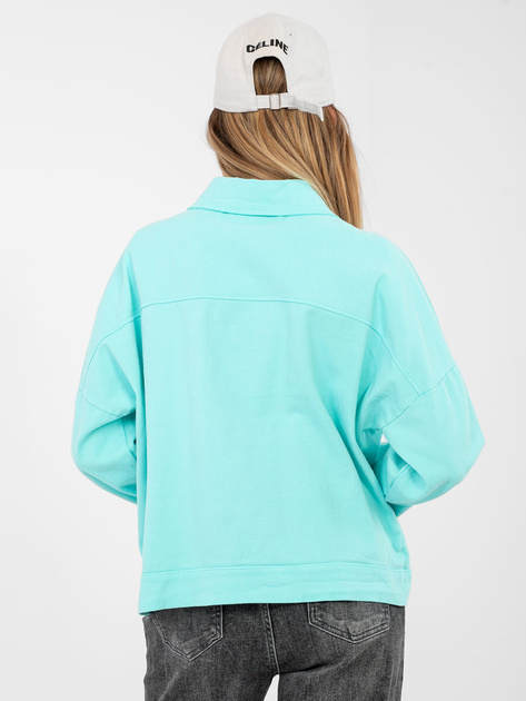 Turkusowa jeansowa kurtka z kołnierzykiem RUE PARIS