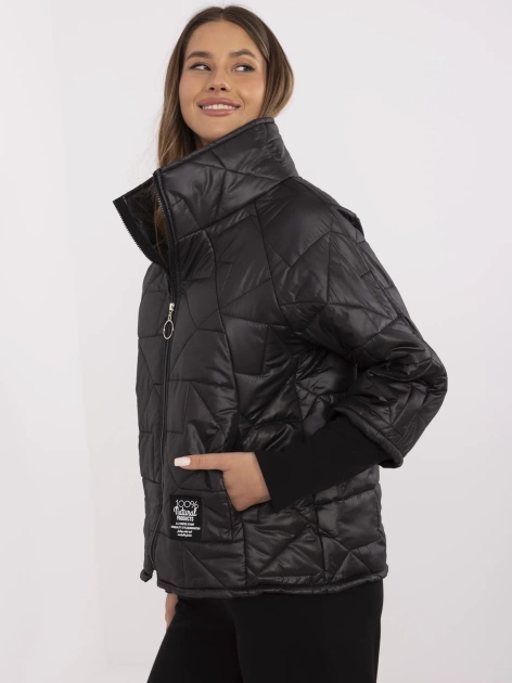 Hurt Czarna pikowana kurtka z długimi ściągaczami