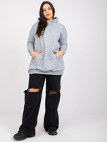 Šedá melírovaná mikina plus size s kapucňou Luna.
