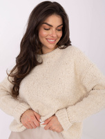Jasnobeżowy sweter boucle z domieszką alpaki
