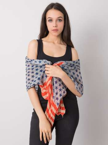 Blue and red scarf with print