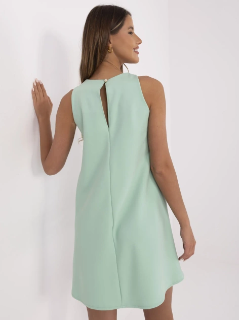 Pistacjowa koktajlowa sukienka bez rękawów