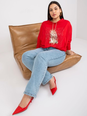 Rote Bluse in Übergröße mit Nieten Manon.