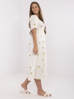 Ecru ażurowa sukienka na lato