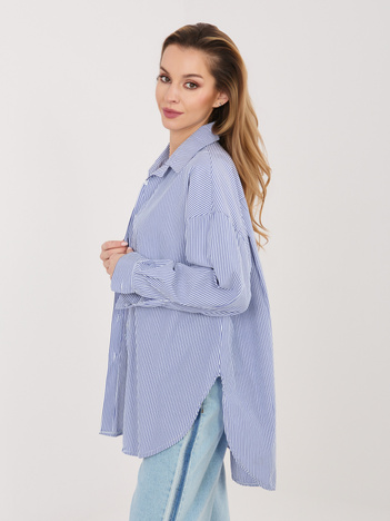 Ciemnoniebieska bawełniana koszula w paski 