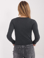 Grafitowa dopasowana bluzka w prążek 