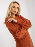 Dunkelorange langer Cardigan ohne Verschluss RUE PARIS.