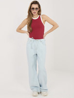 Jasnoniebieskie szerokie jeansy z wiązaniem SUBLEVEL 