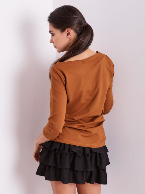 Brązowa damska bluzka z kieszonką