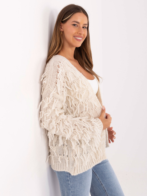 Ecru damski kardigan bez zapięcia RUE PARIS