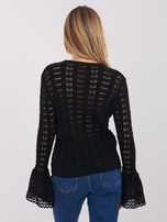 Czarny rozpinany sweter w ażurowy wzór