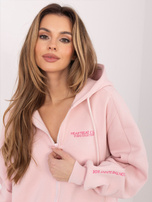 Pastelowa różowa rozpinana bluza z haftem SUBLEVEL