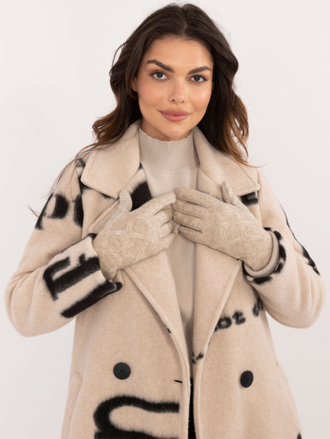 Hurtownia Beżowe damskie rękawiczki z ociepleniem