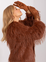 Hurt Jasnobrązowe eleganckie rękawiczki damskie