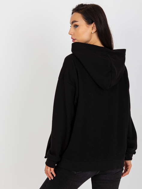Hurtownia Czarna dresowa bluza z kapturem i troczkami