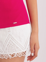 Hurt Fuksjowa damska bluzka basic z krótkim rękawem