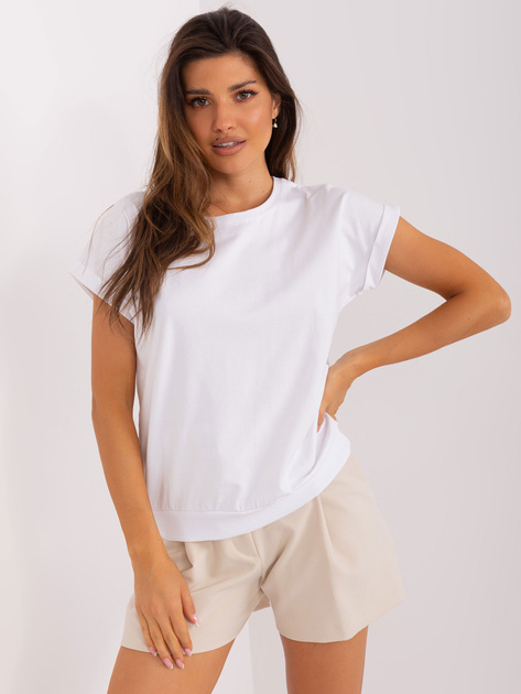 Hurtownia Biała damska bluzka bawełniana na co dzień
