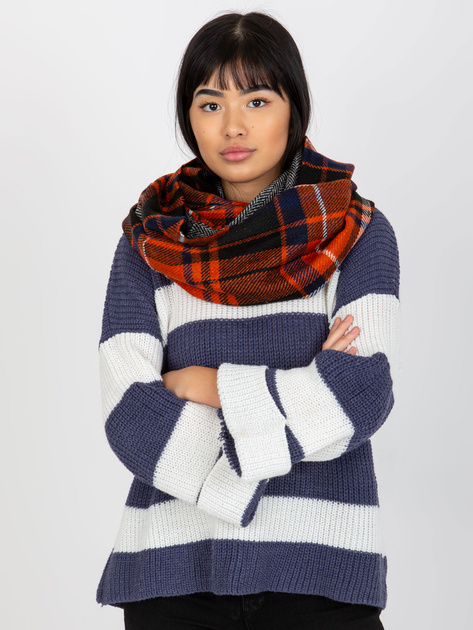 Hurt Pomarańczowo-czarny komin z nadrukiem w kratę