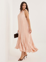 Brzoskwiniowa elegancka sukienka bez rękawów RUE PARIS