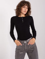 Hurt Czarna prążkowana bluzka basic longsleeve