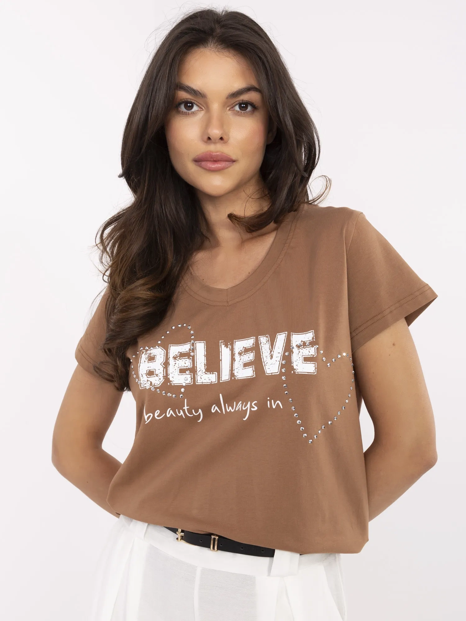 T-shirt jasny brązowy