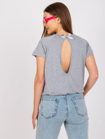 Szara melanżowa bluzka basic na co dzień z wiskozy Lucienne