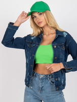 Ciemnoniebieska damska kurtka jeansowa z kieszeniami RUE PARIS 