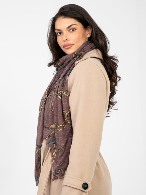 Ciemnofioletowa damska chusta z nadrukiem