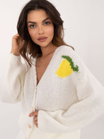 Hurtownia Ecru rozpinany sweter damski z napisem na plecach