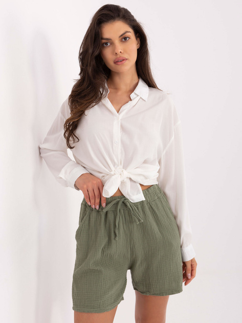 Khaki letnie szorty z muślinu
