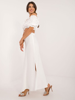 Hurt Biały gładki komplet letni ze spódnicą z rozcięciem