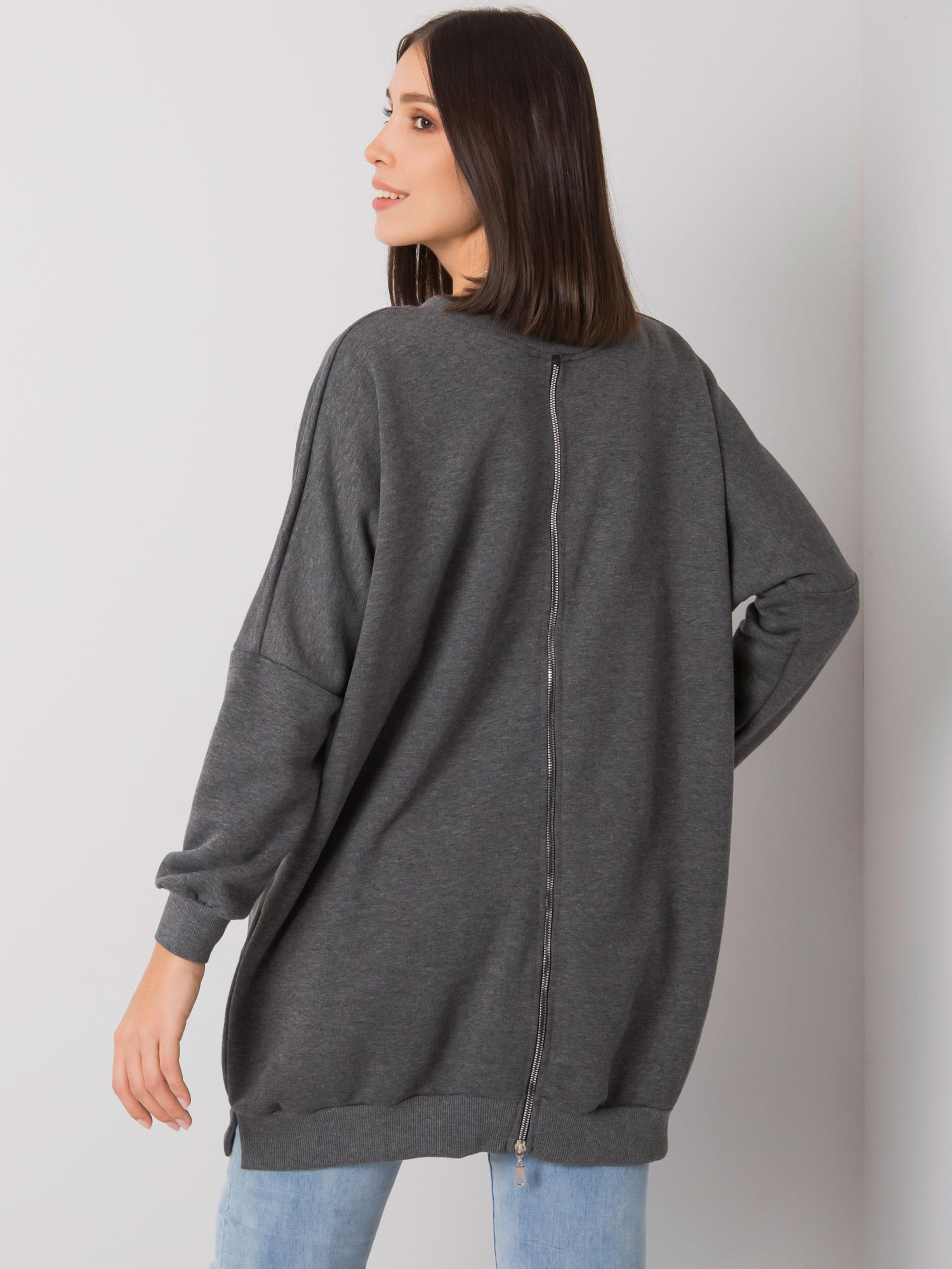 Dunkelgraue melierte Plus-Size-Baumwolltunika Raella.