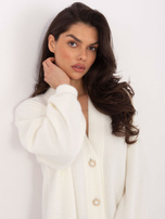 Ecru rozpinany sweter z ozdobnymi guzikami