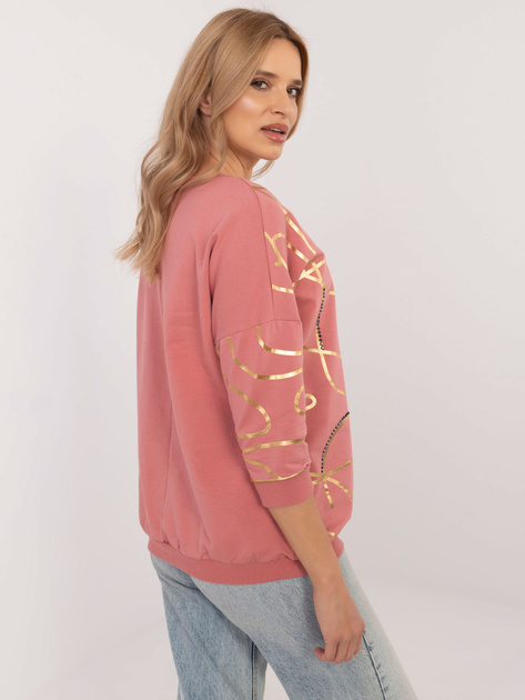 Hurt Brudnoróżowa bluzka z nadrukiem i aplikacją