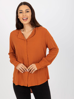 Hurtownia Jasnobrązowa bluzka koszulowa z wiskozy 