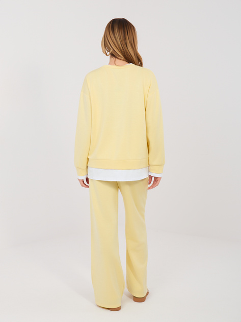 Pastelowy żółty komplet z dwuwarstwową bluzą RUE PARIS