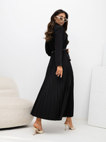 Czarna elegancka sukienka z paskiem RUE PARIS 