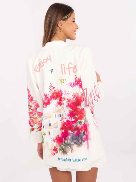 Hurt Kremowa marynarka z printem i zapięciem na guzik