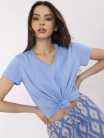 Niebieski bawełniany t-shirt BASIC FEEL GOOD