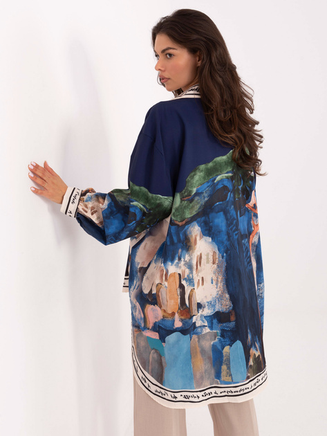 Granatowa asymetryczna koszula z kołnierzykiem RUE PARIS