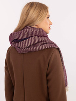 Hurtownia Bordowy zimowy szal damski w paski