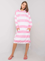 Weiß-hellrosa gestreiftes Kleid Jeannie.