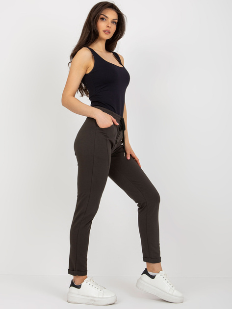 Hurt Khaki bawełniane spodnie dresowe z gumką w pasie