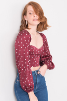 Bordowa bluzka w groszki BSL