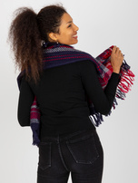 Hurtownia Granatowy damski szal zimowy we wzór kraty