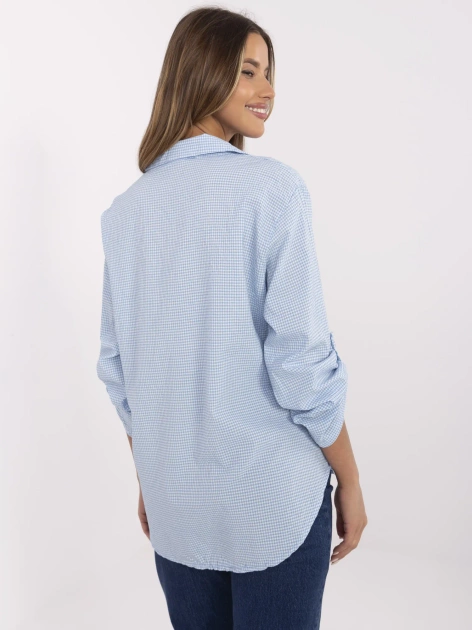 Niebiesko-biała bawełniana koszula w kratkę