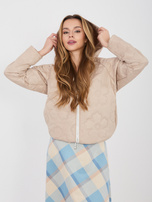 Beżowa pikowana kurtka z kapturem RUE PARIS 