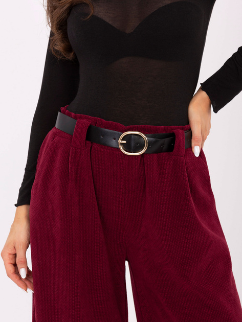 Bordowe sztruksowe spodnie z nogawką 7/8 RUE PARIS