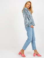 Hurt Niebiesko-czarna koszula w panterkę z imitacji satyny